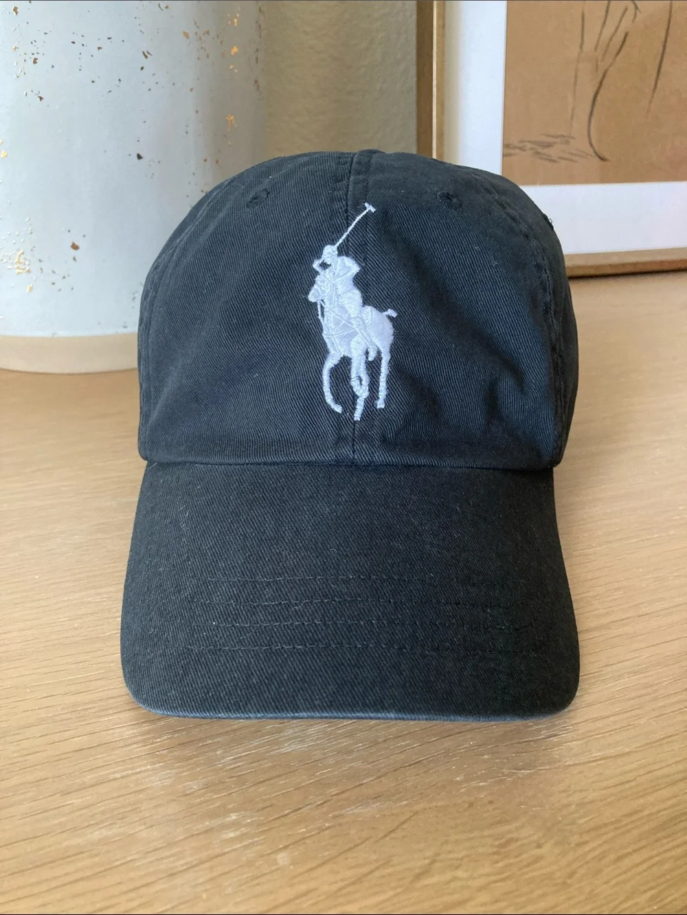 Vintage Polo by Ralph Lauren Black Cap with White Polo Pony Embroidery back